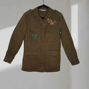 Zara Basic Z1975 Embroidered Utility Jacket – Olive Green (Women’s Medium)
